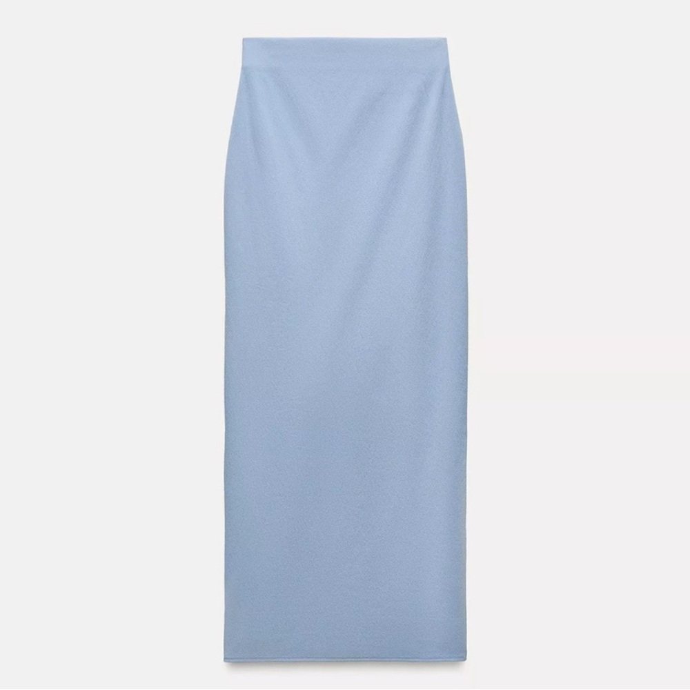 Zara Light Blue Midi Pencil Skirt